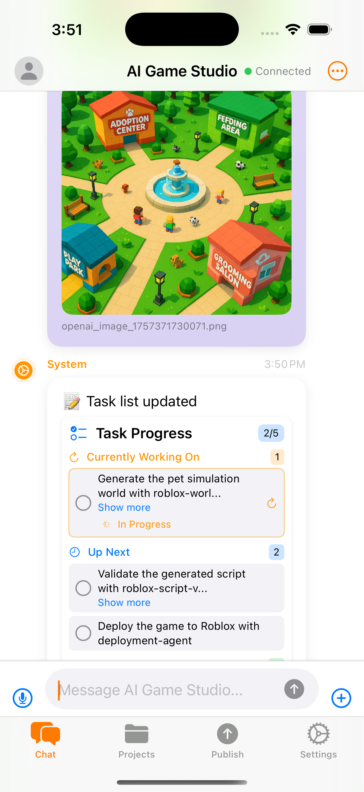 AI Game Studio on iPhone